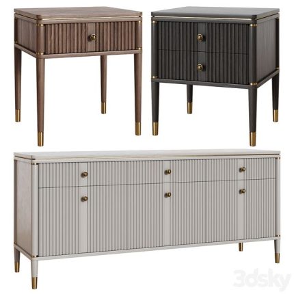 3dline - Art Deco chest of drawers and bedside table 09 0