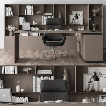 3dline - Boss Desk and Library Black and Beige – Office Furniture 315 0