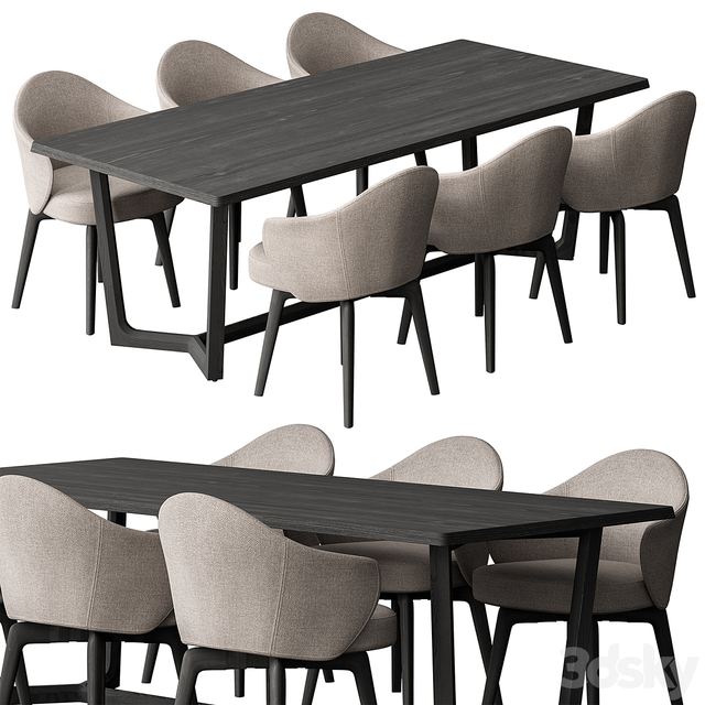 3dline - Dinning Table Black and Cream – Set 31 0