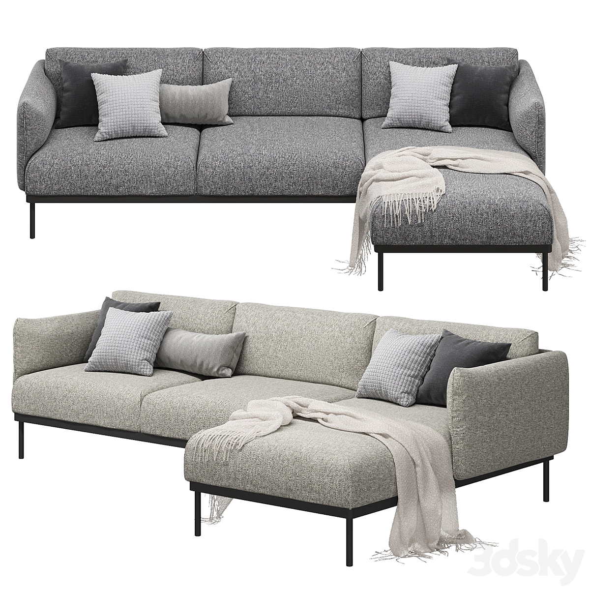 3dline - Ikea Äpplaryd Epplaryd 3-Seater Sofa with Chaise Longue Leide 0