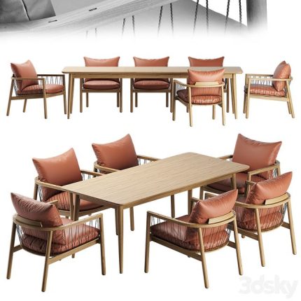 3dline - Kerry Lounge Chair Tate Walnut Extendable Midcentury Dining Table 0