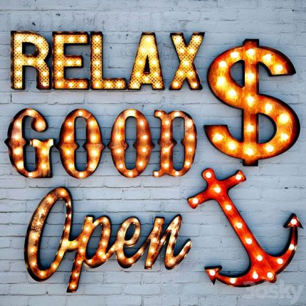 3dline - Lighted Metal sign. Set 5 0