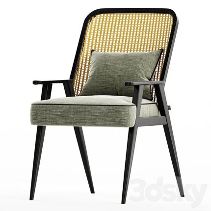 3dline -  Upholstered Cane Back Armchair0778