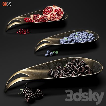 3dline - Dish with Berries and Fruits0