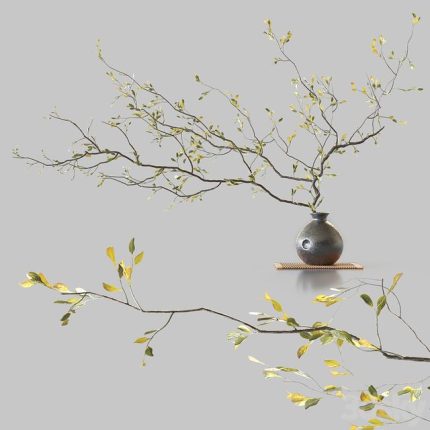 3dline - Plum branch in flower arrangement vase 0