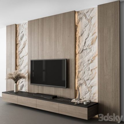 3dline - TV Wall Cliff and Wood – Set 98 0