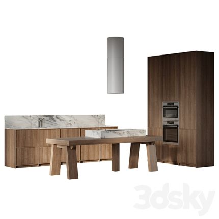 Straight Kitchen with Island0