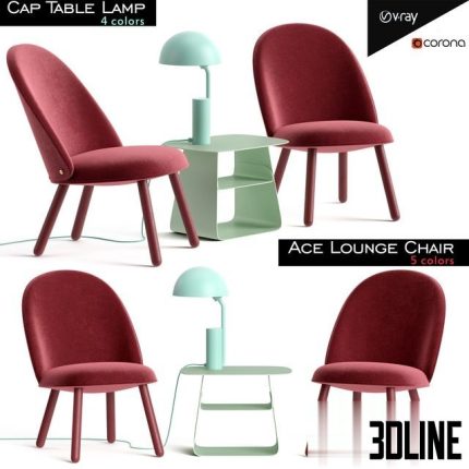 Ace Lounge Chair and Cap Table Lamp 0(3dline.net)