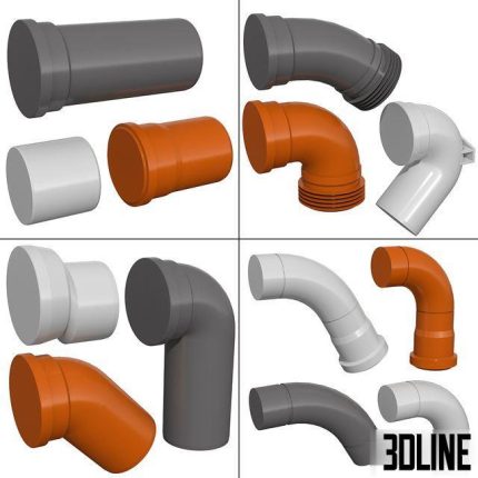 Counstraction designer water supply sewerage pipes fittings clamps crosspieces couplings 0(3dline.net)