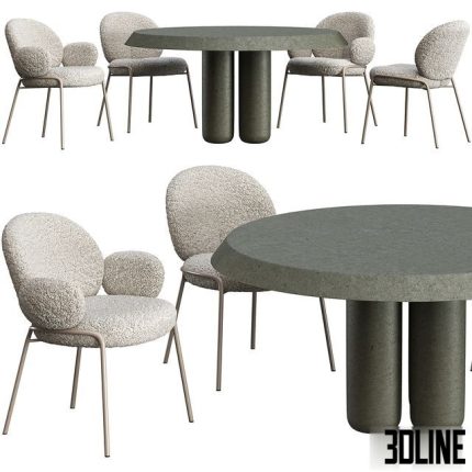 Dining table Cimento Giudecca and chair Freifrau Nana 0(3dline.net)