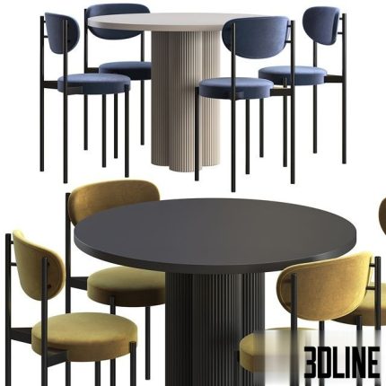Dining table Corner Design Ary Texture + chair Corner Design Wonder 0(3dline.net)