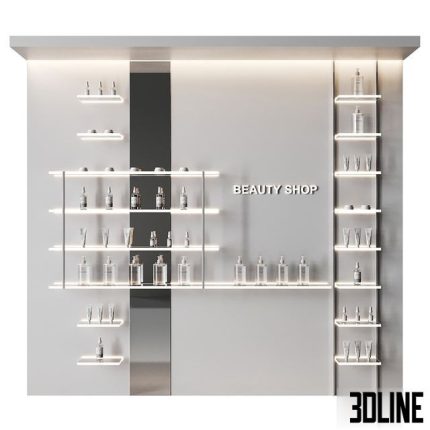 Glowing shelves for a cosmetics store 0(3dline.net)