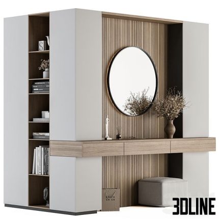 Hallway 37 - L Wardrobe White and Wood Entrance 0(3dline.net)