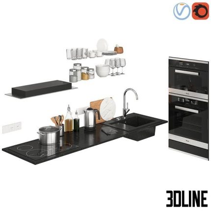 Kitchen Decor (with kitchen appliances Miele) 0(3dline.net)