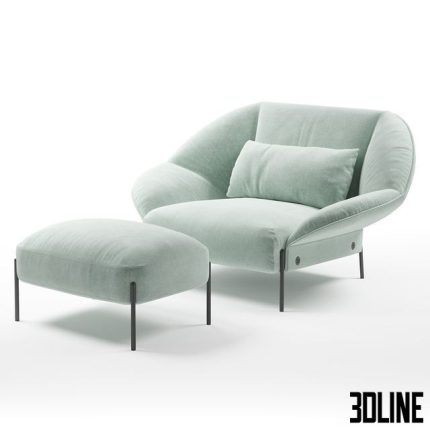 Ligne Roset Paipai armchair, footstool 0(3dline.net)