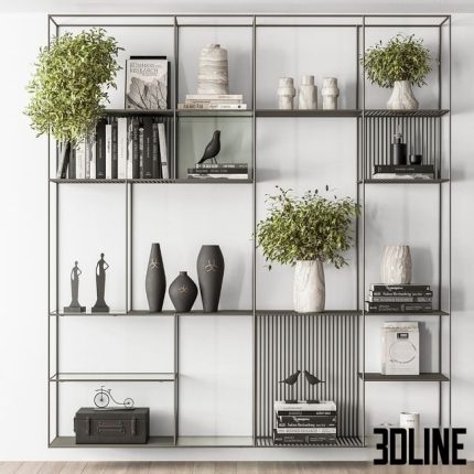 Metal Shelves Decorative with plant – Rack Set 10 0(3dline.net)