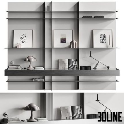 Metallic shelf with 101 cph decor 012 0(3dline.net)