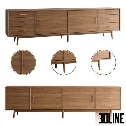 Mid-Century Media Console (96 ) 0(3dline.net)