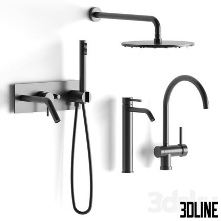 Mixer set Paffoni set (black) 0(3dline.net)
