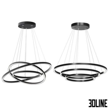 Modern 32-Inch Triple Ring LED Pendant Light Black Finish 0(3dline.net)