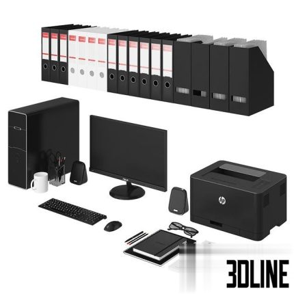 Office black pc set 0(3dline.net)
