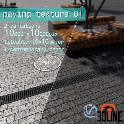 Paving granite damage street furniture 01 0(3dline.net)