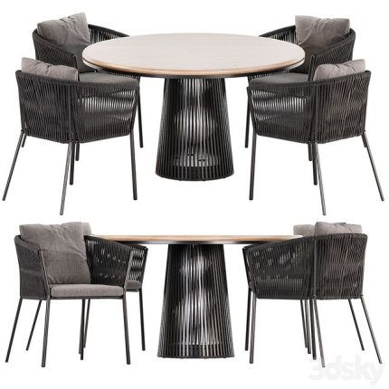 Porto Dining Chair by burkedecor and Grid table by solpuri 0(3dline.net)