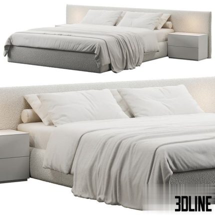 Soft Headboard Bed 0(3dline.net)