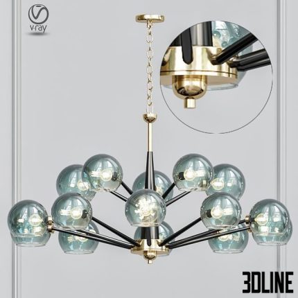 Thalia chandelier blue glass 15(3dline.net)