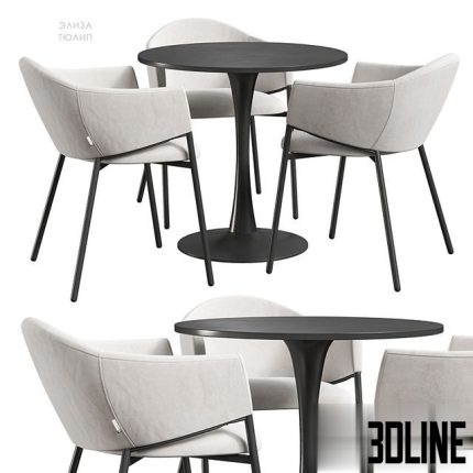 Tulip Eliza Table and Chairs Divan 0(3dline.net)