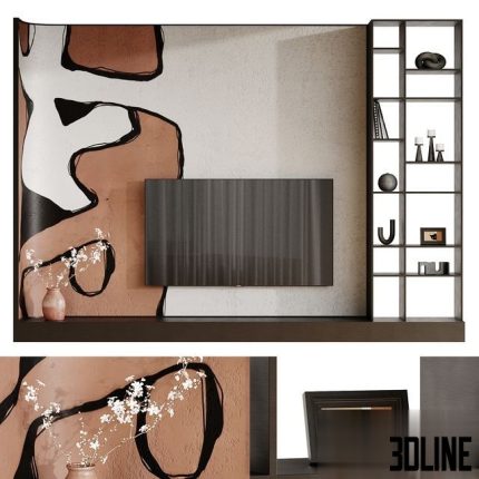 Wall composition. TV zone set 0(3dline.net)