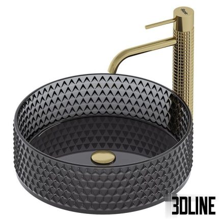 Washbasin Rea Cristal Black REA-U9671 with tap Gusto one 0(3dline.net)