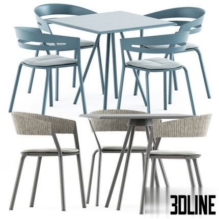 Zebra Square table and Ria Dining armchair by Fast 0(3dline.net)
