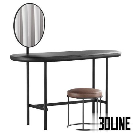 326 Vanity Desk 03 Pebble Desk with Nina pouf by Living Divani 0(3dline.net)
