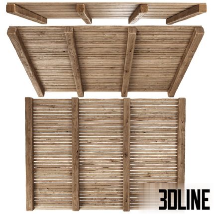 Wooden Ceiling V4 Straight wooden ceiling 0(3dline.net)