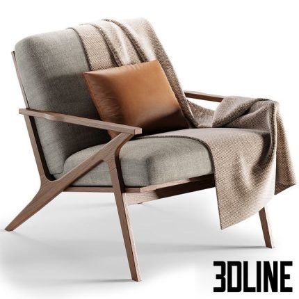 Cavett Wood Frame Accent Chair 0(3dline.net)