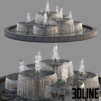 Circular Pond with Fountains 0(3dline.net)