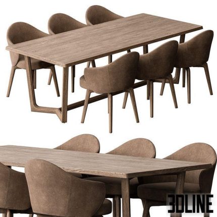 Dinning Table Wooden - Set 30 0(3dline.net)