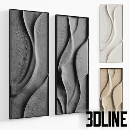 Folded wall art set 02 in three colors 0(3dline.net)