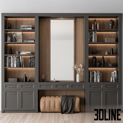 Hallway 34 – Classic Black and Wood Entrance 0(3dline.net)