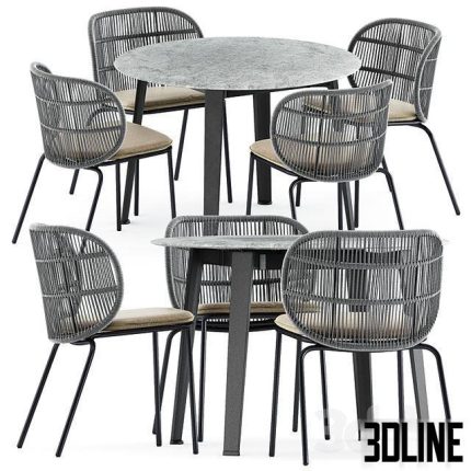 Kodo dining chairs by Vincent Sheppard and Ginepro round Outdoor table by bebitalia 0(3dline.net)