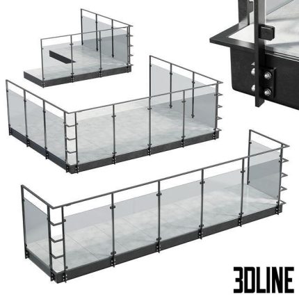 Metal Balcony - Metal Railing Set 001 0(3dline.net)