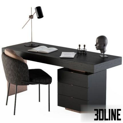 Minotti carson writing table 0(3dline.net)
