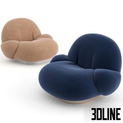 Pacha Lounge Chair with armrest by GUBI 0(3dline.net)