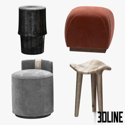 Pouf, table and stool 0(3dline.net)