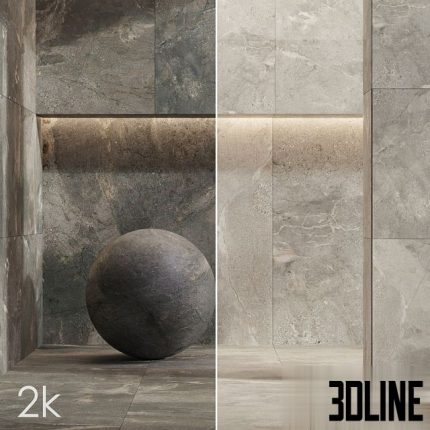 Stone Set 58 - Bundle 2 types Black Slate & Brown Slate 2K 0(3dline.net)