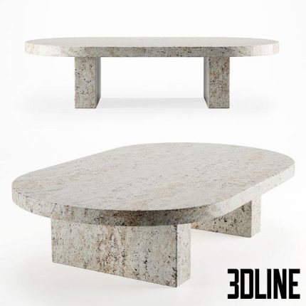 Vintage travertine oval coffee table 0(3dline.net)