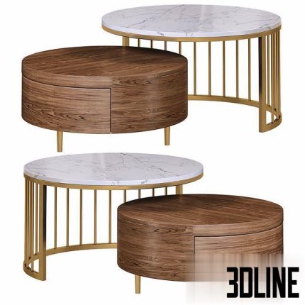 Whitewalnut round nesting coffee table by homary 0(3dline.net)