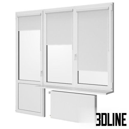 Windows and door with rolls and battery 0(3dline.net)