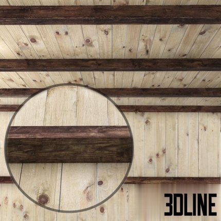 Wooden ceiling with beams 0(3dline.net)